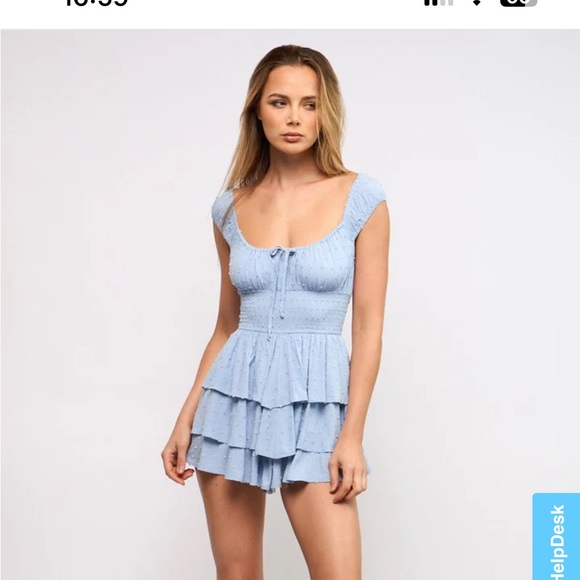 Laney Blue Tiered Ruffle Romper Dress - Picture 3 of 8